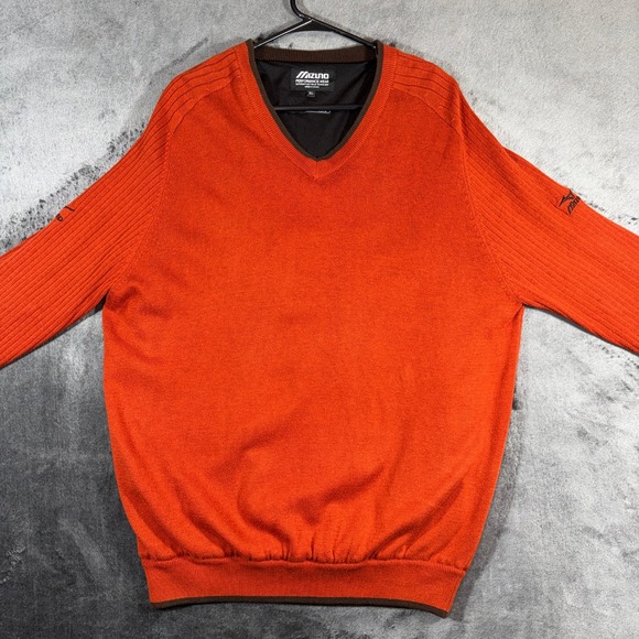 Mizuno Other - Mizuno WindLite Golf Sweater Mens XL Orange V-Neck Lined Performance Pullover